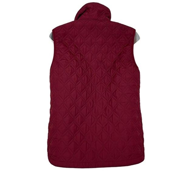 Lands End Women's Quilted Cranberry Red Puffer Vest Jacket Button Down sz XS 2-4 - Picture 11 of 16
